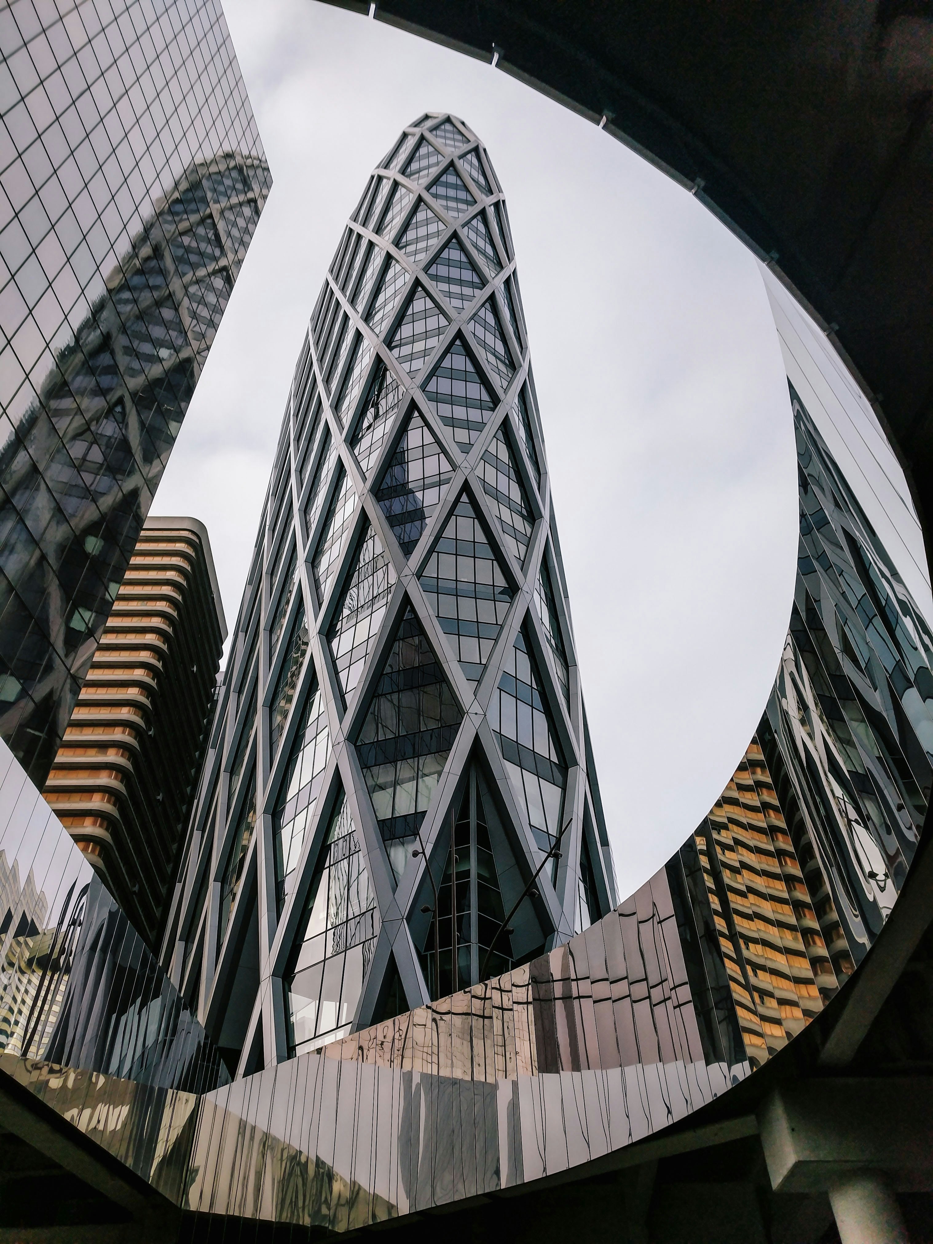 Steel and glass tower building