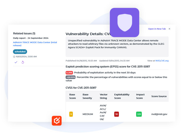 Vulnerability details screen