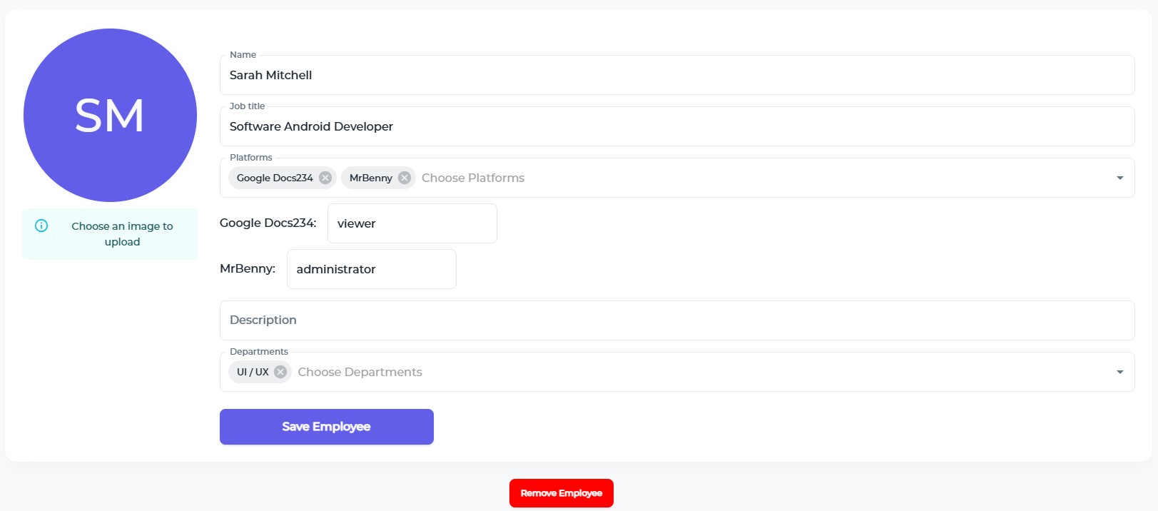 Employee page