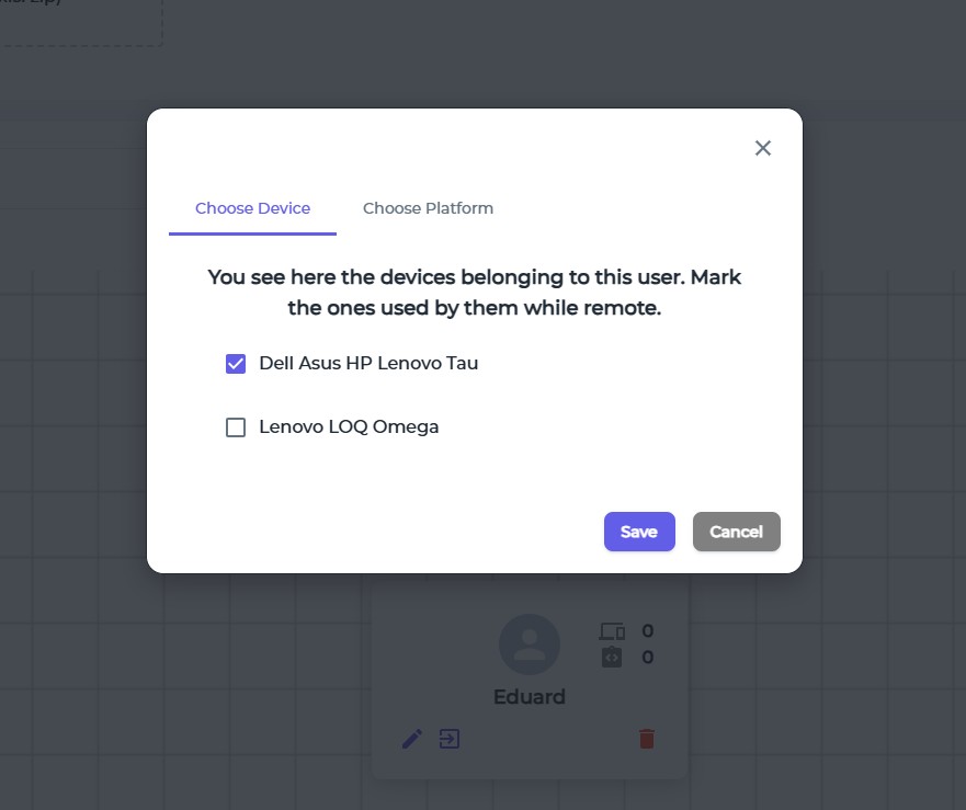 Edit the devices screen
