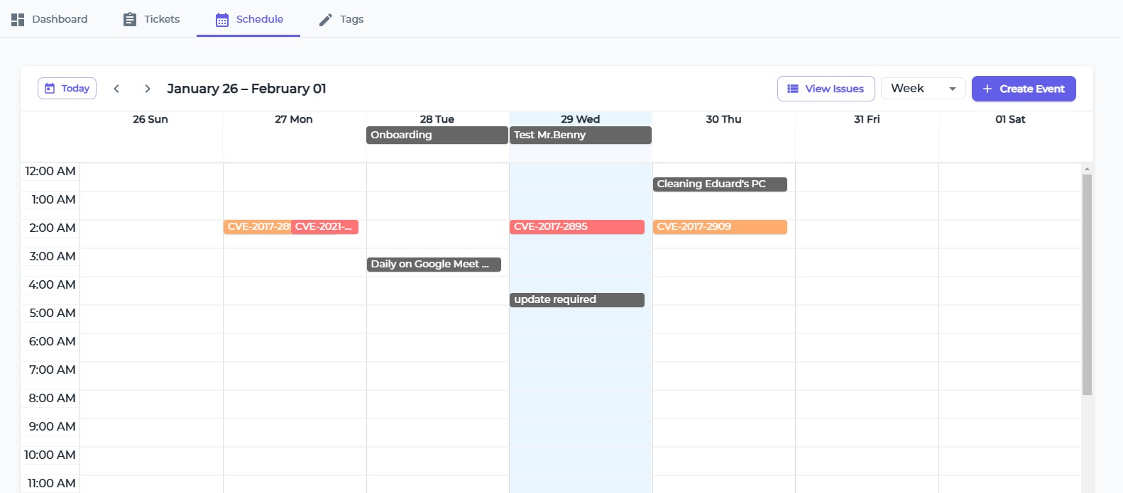 Room related vulnerabilities screen