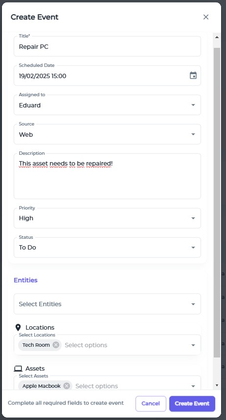 Create a task screen