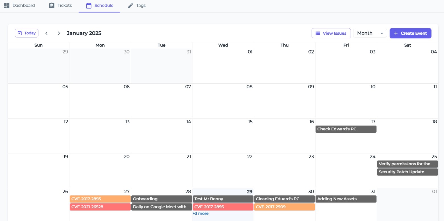 Calendar with tasks screen