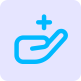 Hand holding a plus sign icon
