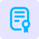 A paper with a certificate icon